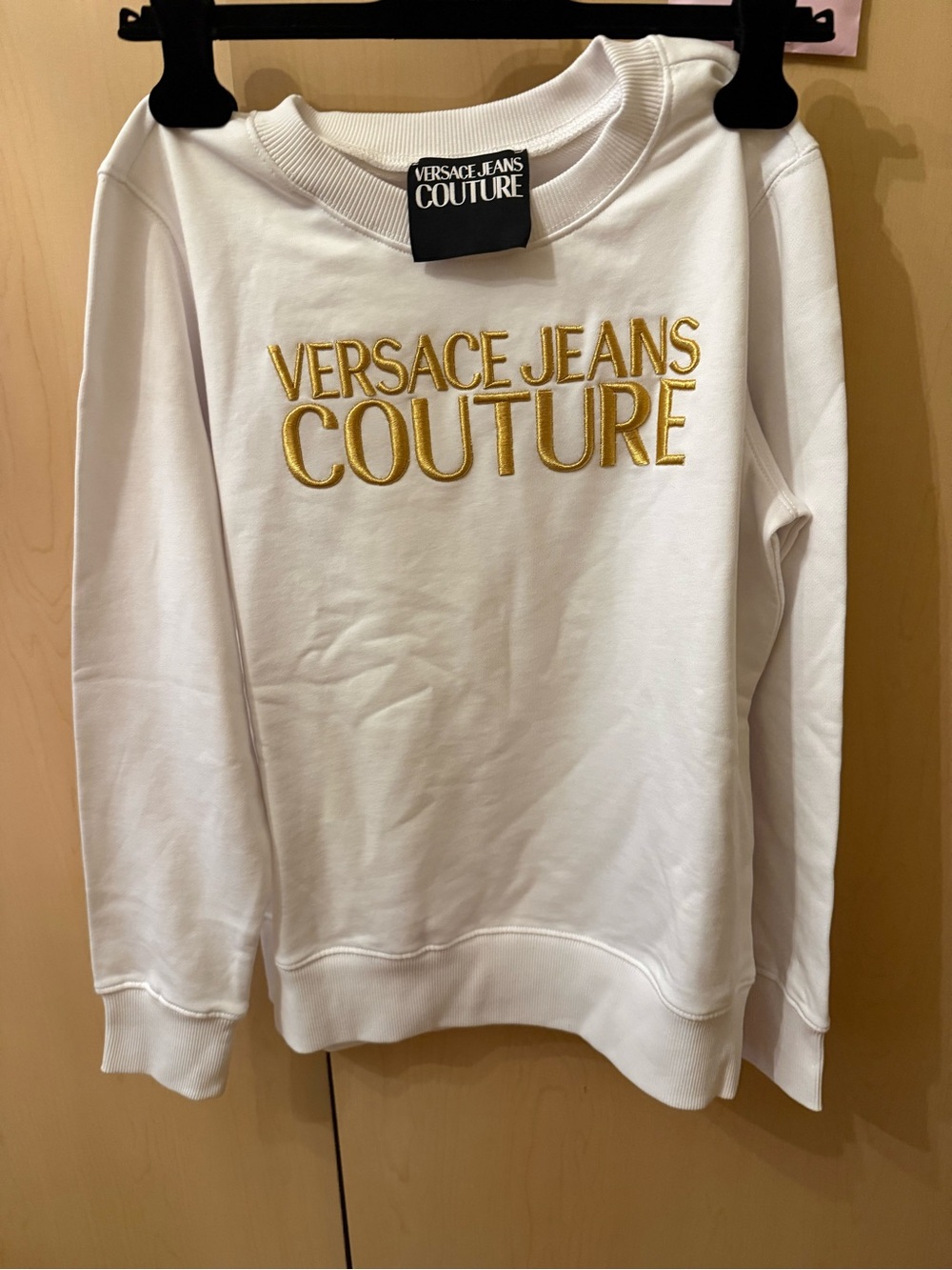 Versace Jeans Couture White Sweatshirt with Gold Logo
